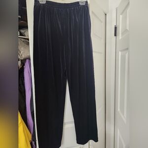Stunning Black Soft Comfy Velour Casual Pull-on Elastic Pants Size L